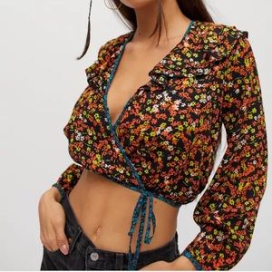 NWT Urban Outfitters Blossom Double Ruffle Wrap Top Size M